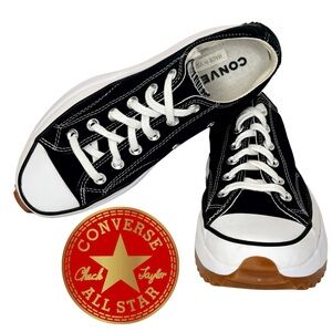 Converse Sz M-6 W-7.5 Run Star Hike Low Top Black Canvas Platform Shoes Sneaker